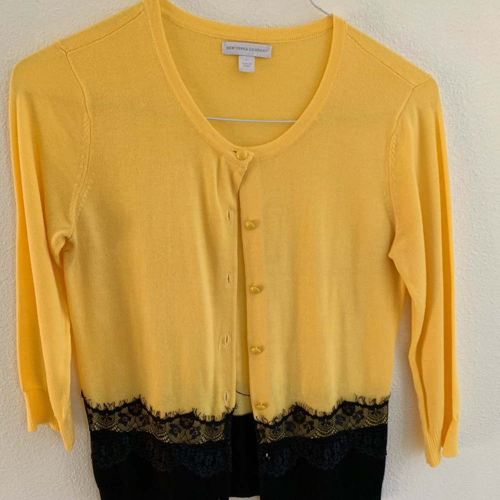 Yellow and black cardigan